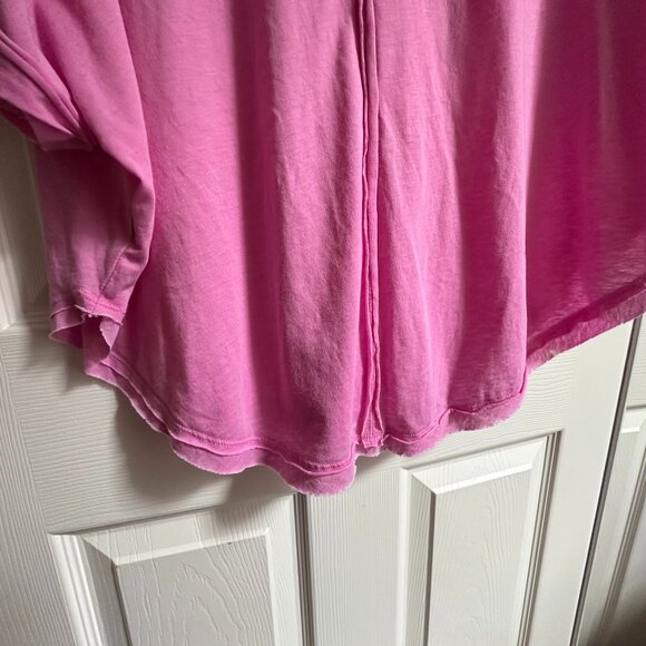 Simply Southern Women's XXL Loose Fit Pink Dolman Henley T-shirt - Raw Hem - Picture 8 of 10